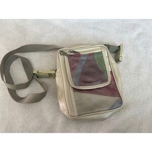 Vintage Tinder Patchwork Leather Crossbody Bag Pastel Mauve Country Blue 90s